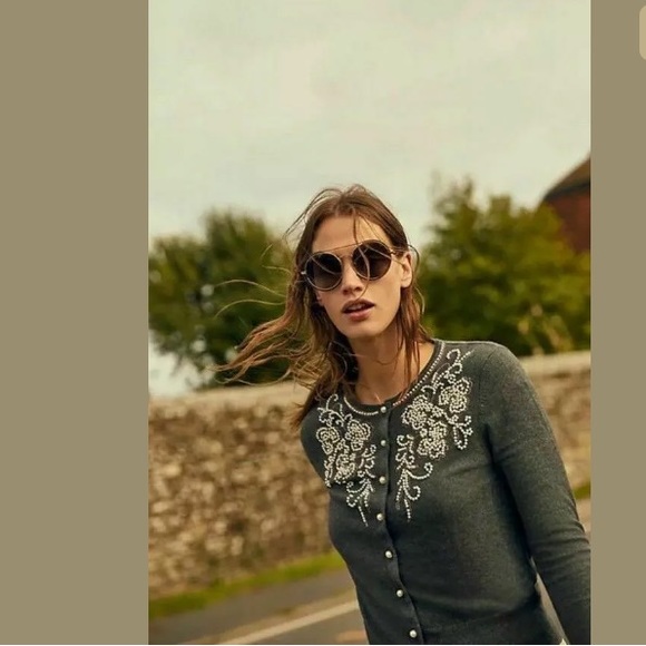 NWT $178 Anthropologie Pearl Embellished Floral - Picture 6 of 6